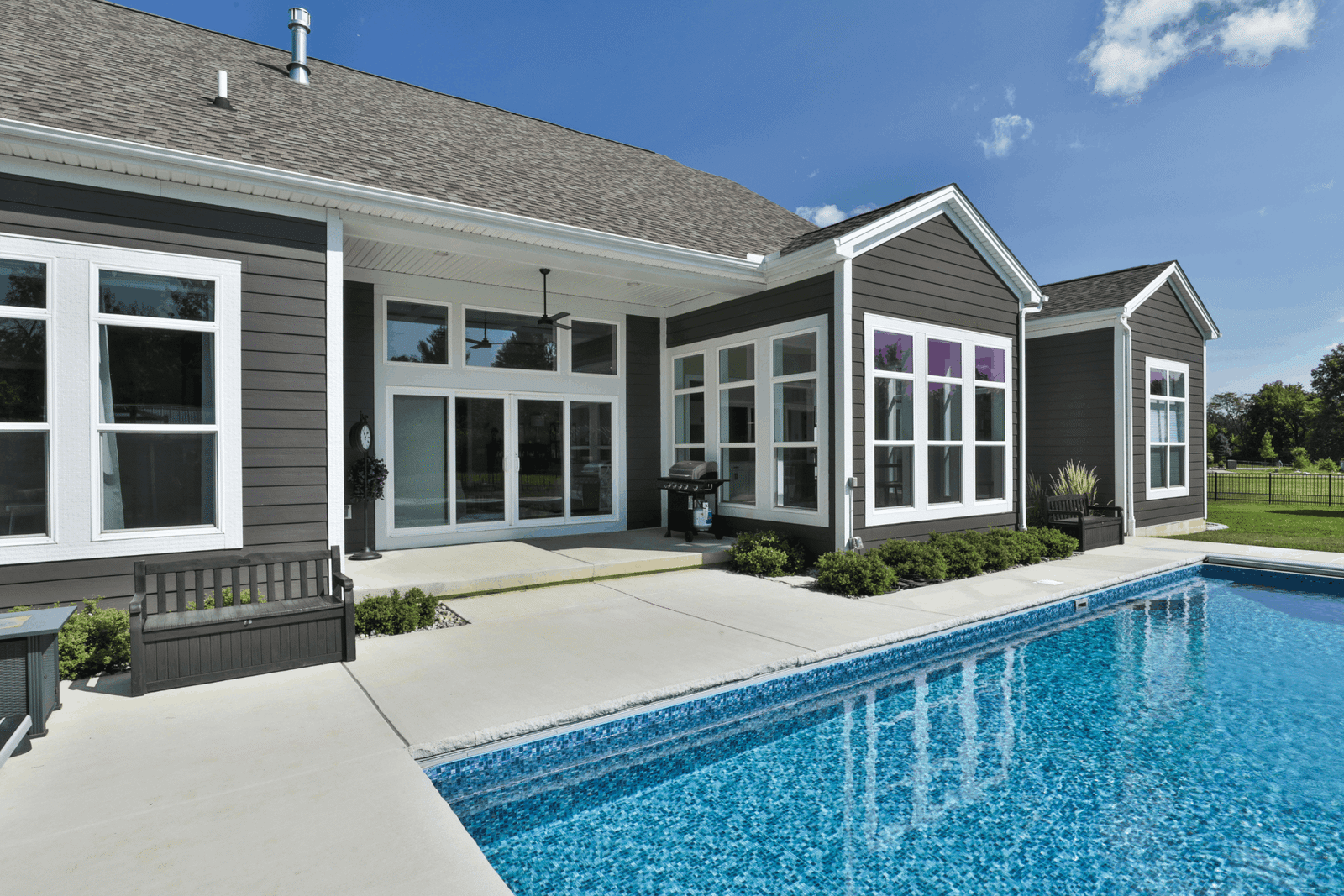 ranch style home with pool